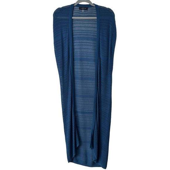 August Silk Teal Blue Duster Lightweight Festival Cardigan Long Sweater, Small - Picture 1 of 6